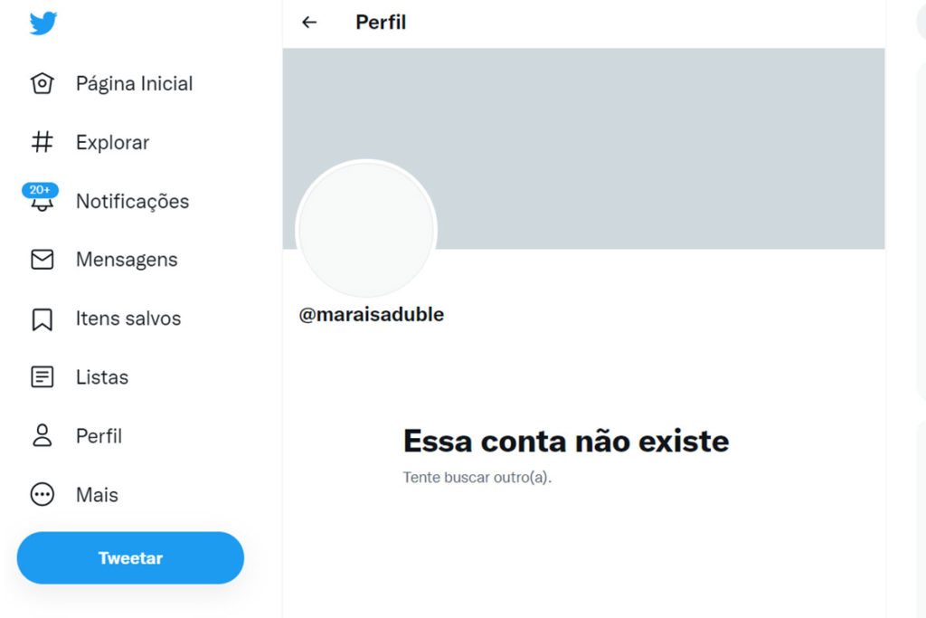 Conta do Twitter removida