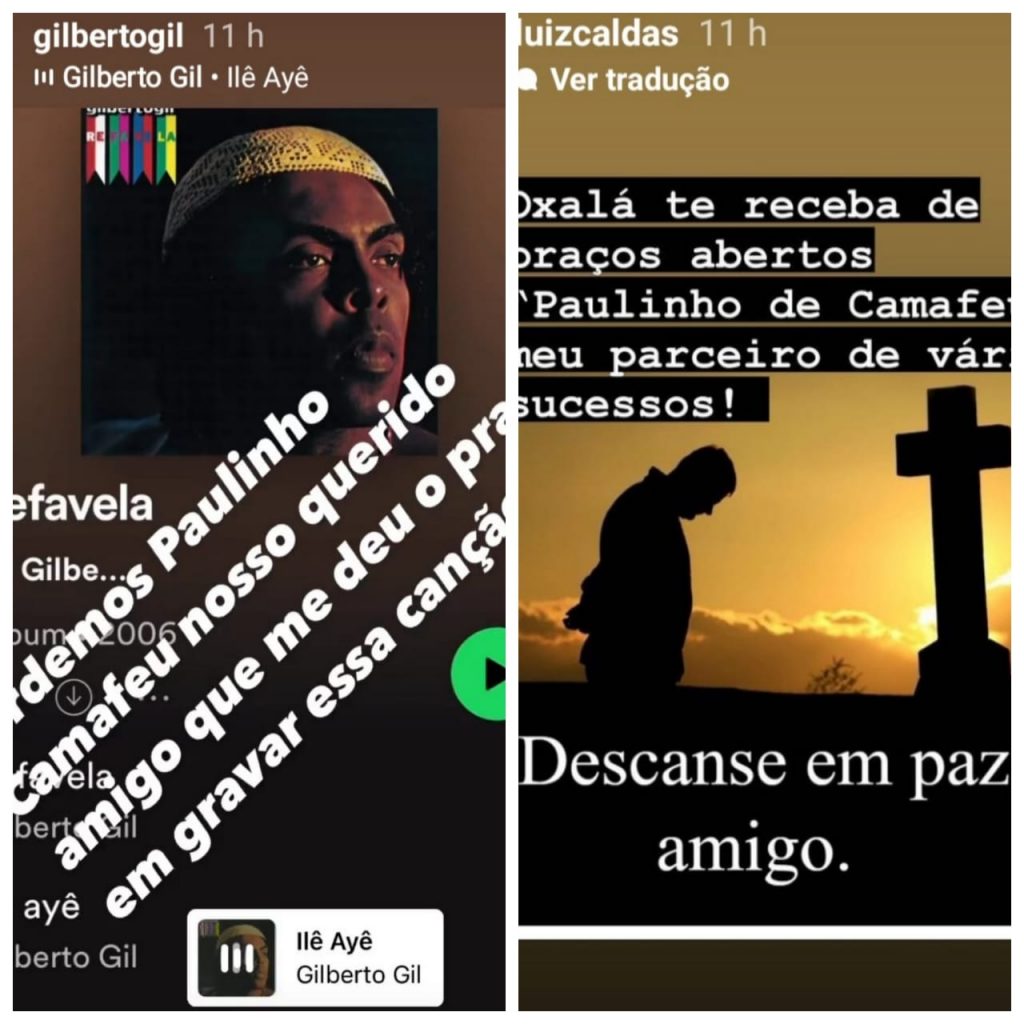 Gilberto Gil e Luiz Caldas lamentam morte de Paulo Camafeu