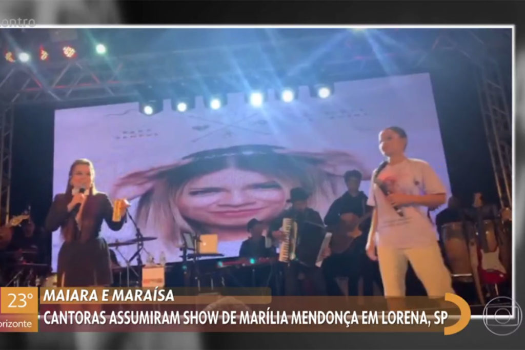 Marília Mendonça aparece em telão em show na cidade de Lorena