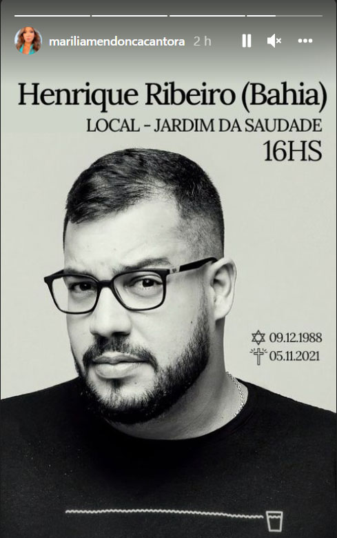 Post sobre velório do produtor Henrique Ribeiro