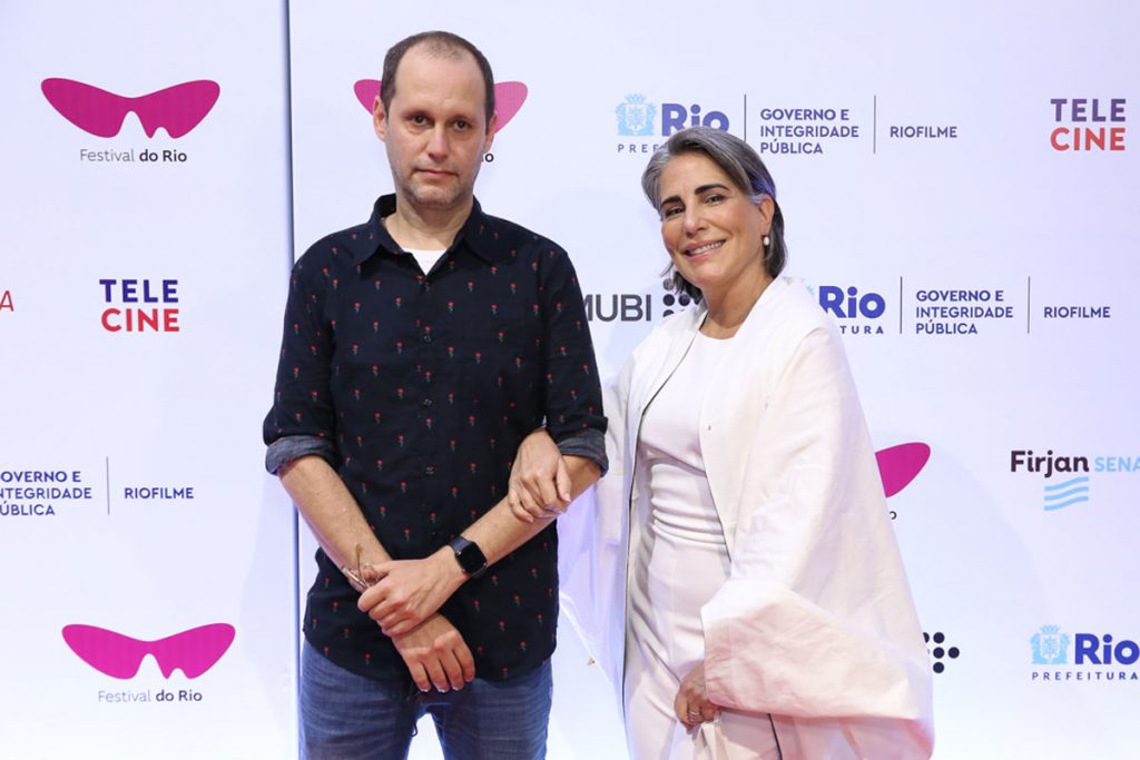 Gloria Pires com o diretor de filme no Festival do Rio