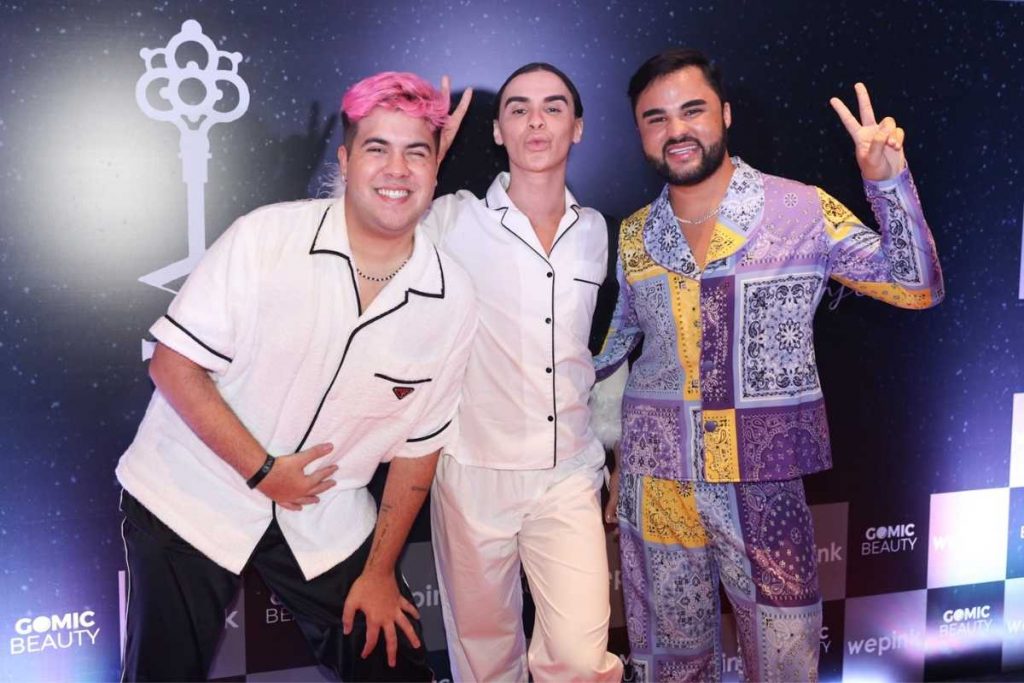 álvaro, rafael uccman e gustavo tubarão na festa do pijama de virginia fonseca