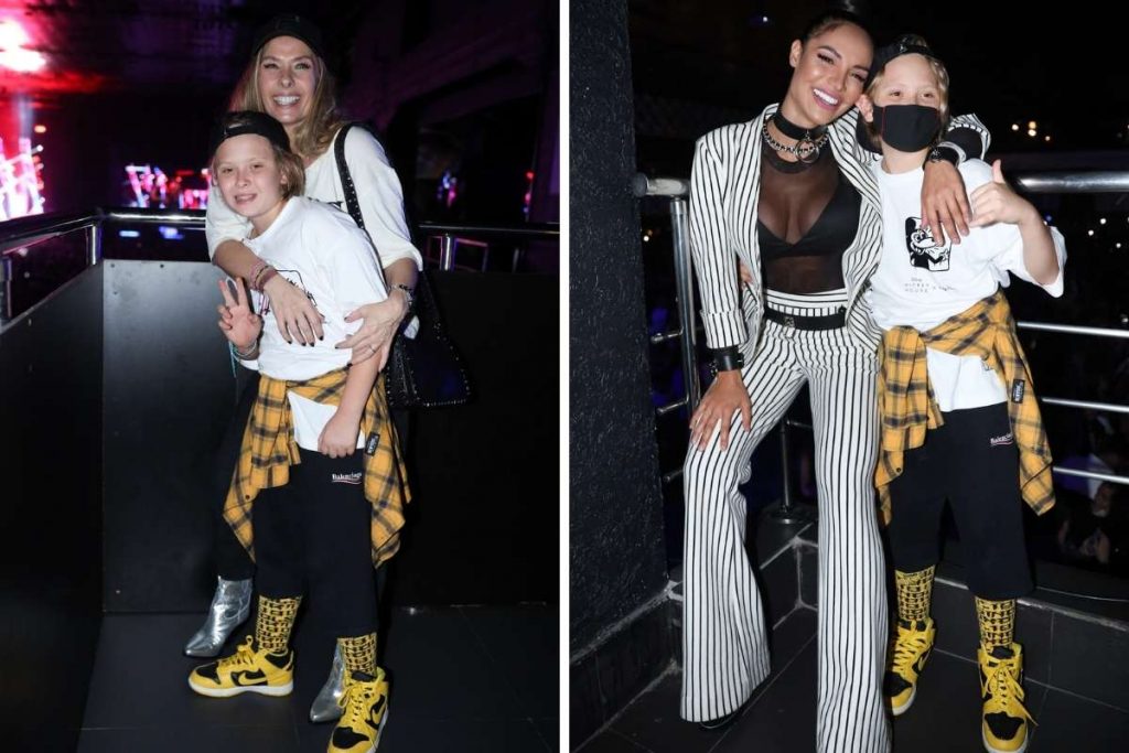 Adriane Galisteu com o filho, Vittorio. Ele também posou com a ex-peoa Aline Mineiro.