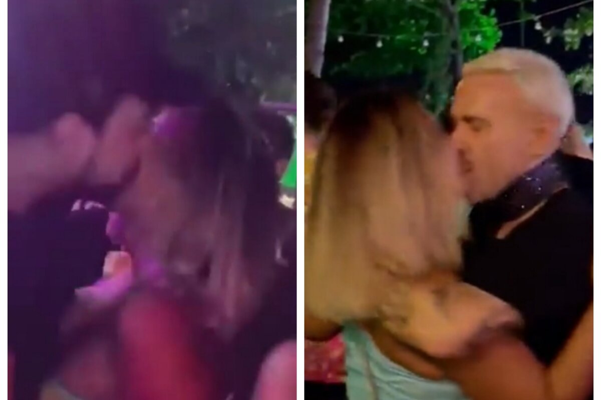Valesca Popozuda beijando Lucas Selfie e Matheus Mazafera