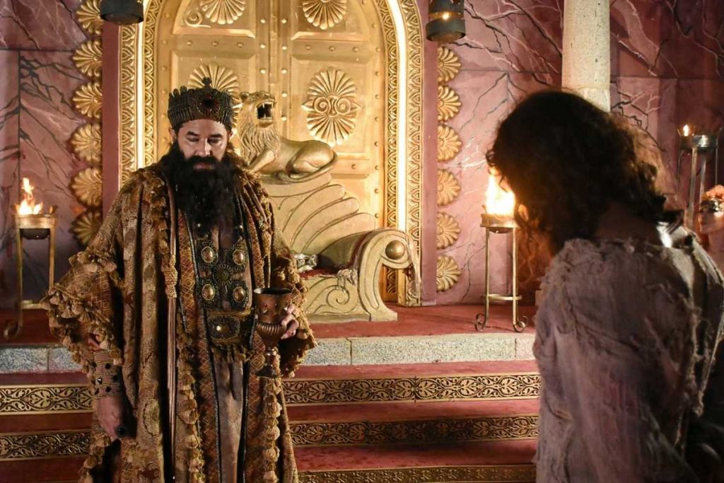 luciano szafir como herodes gravando comercial de paixão de cristo com gabriel braga nunes como jesus