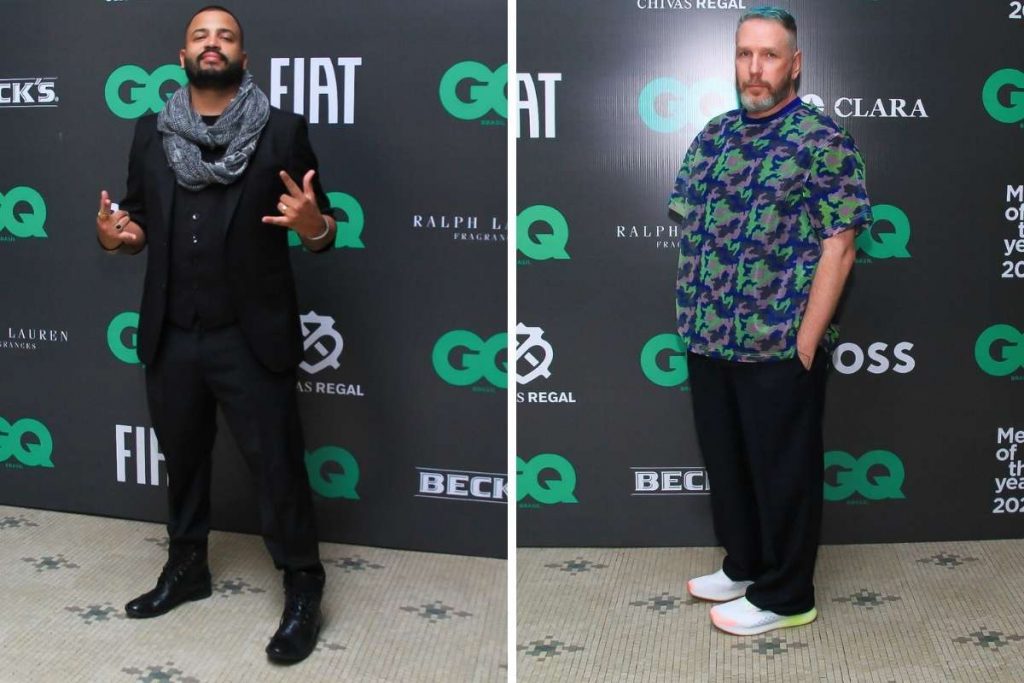 Projota e Alexandre Herchcovitch na chegada dos artistas no prêmio Men of the Year no Rio de Janeiro