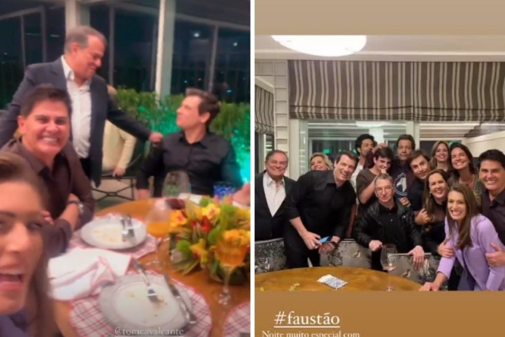 Fausto Silva, Celso Portiolli, Ronnie Von, Elaine Mickely, Caçulinha, Cesar Filho