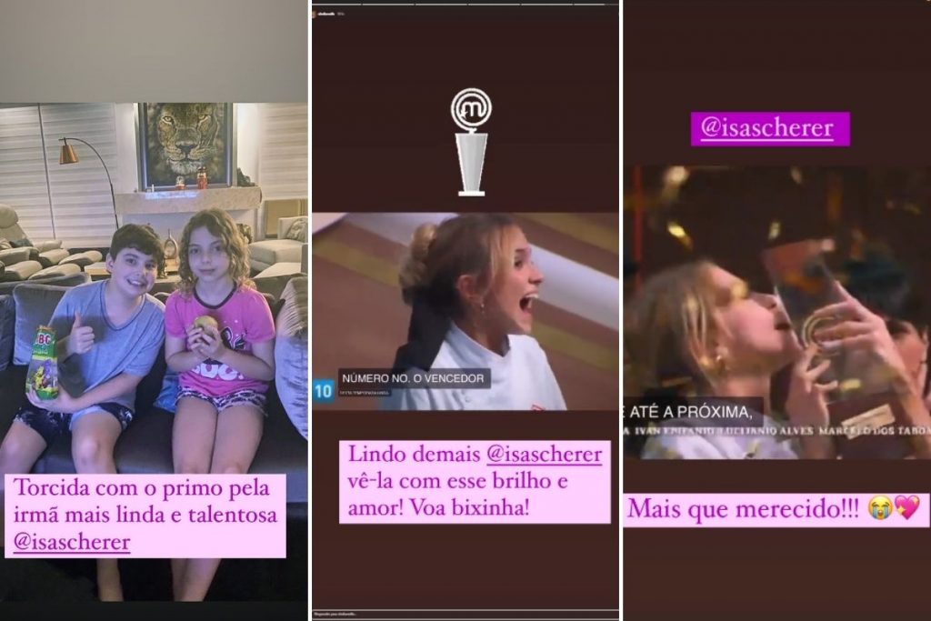 Sheila Mello demonstra apoio e orgulho pela vitória de Isabella Scherer na oitava temporada do MasterChef Brasil