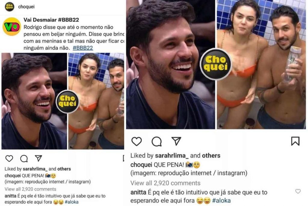 anitta comentando sobre rodrigo do bbb 22