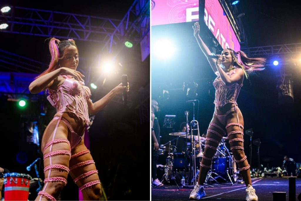 Anitta em show de ensaio do bloco de Carnaval