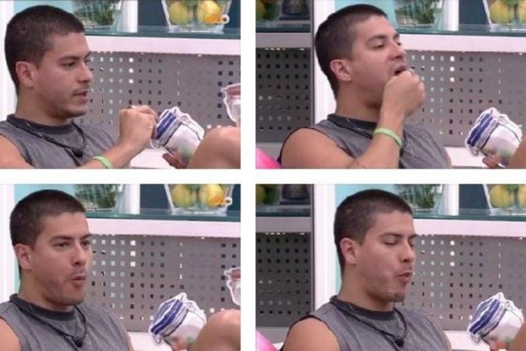 Arthur Aguiar comendo jujuba