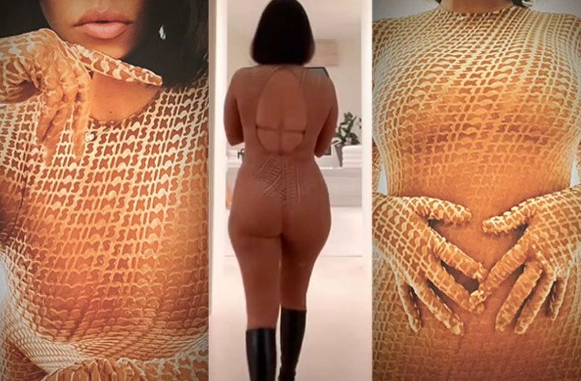 Kourtney Kardashian exibe curvas em macacão semitransparente