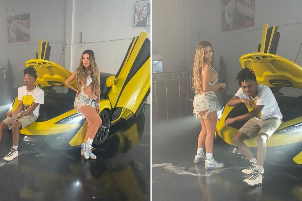 Liziane Gutierrez em gravação de videoclipe com o rapper DC