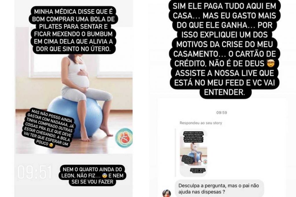 stories de andressa urach falando da dificuldade financeira sofrida por ela e o marido thiago lopes