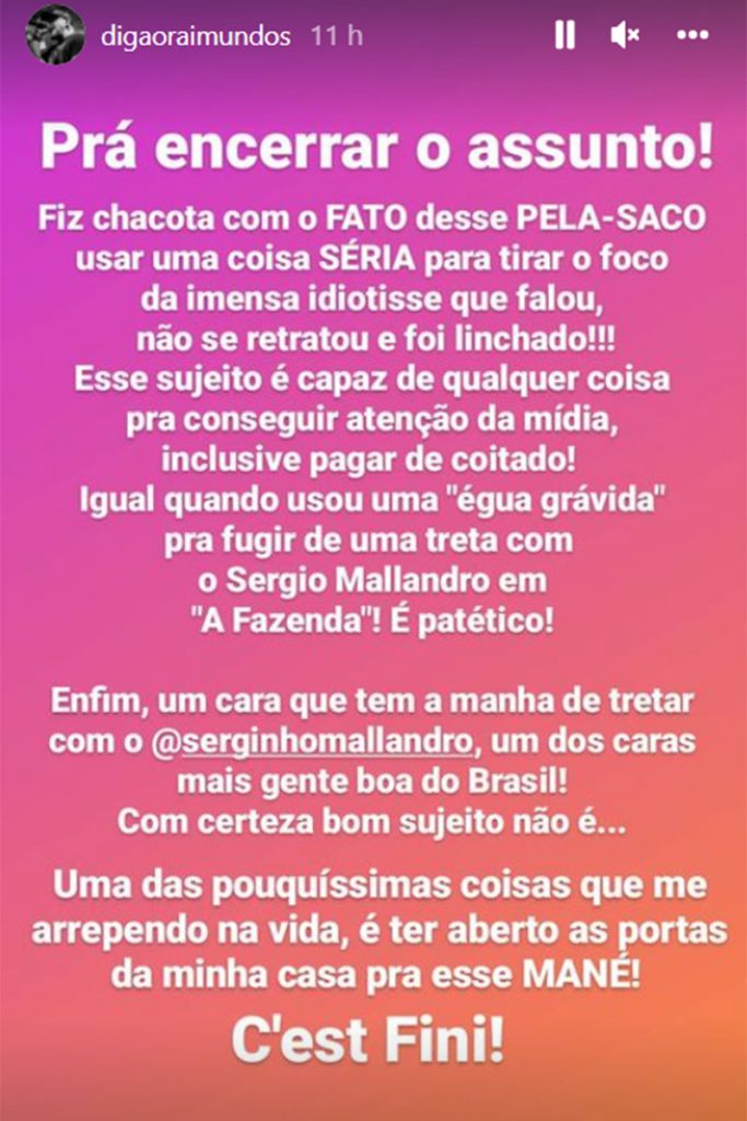 Digão posta encerramento do assunto