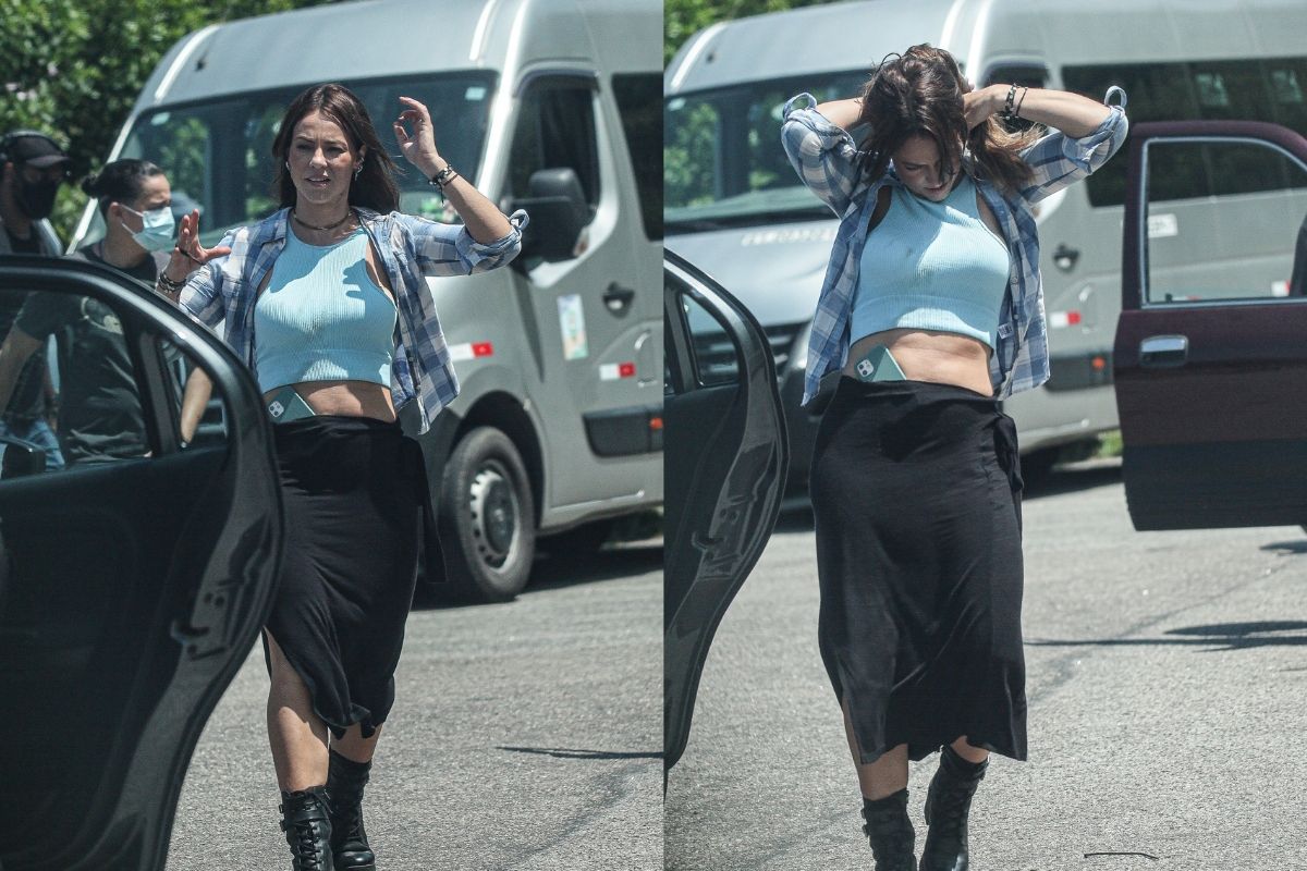 Paolla Oliveira é flagrada nas gravações