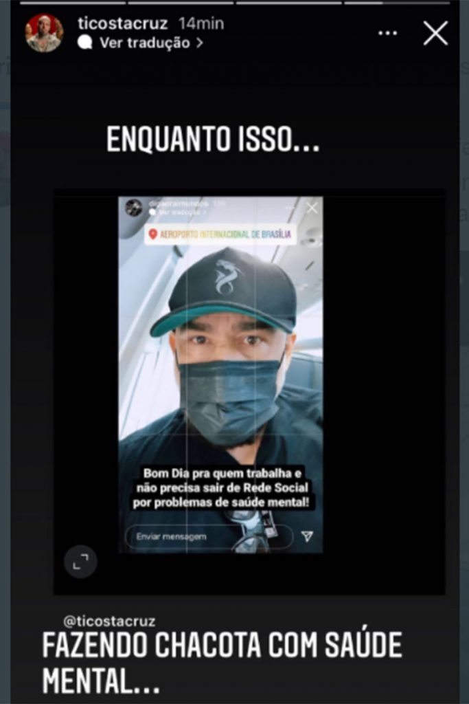 Post de Tico Santa Cruz com fala de Digão