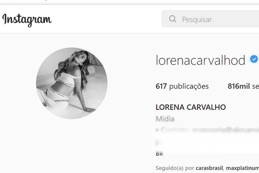 Lorena Carvalho no Instagram
