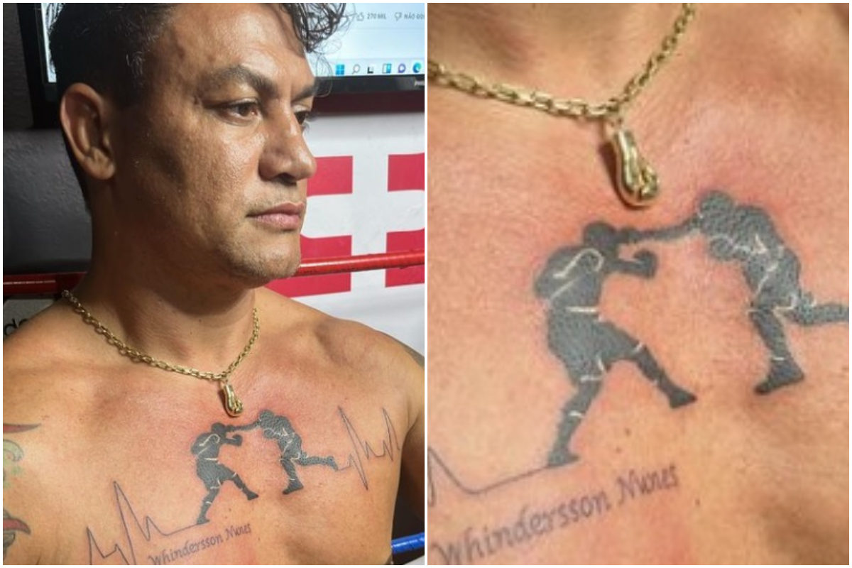 Popó mostra tatuagem da luta com Whinderson Nunes