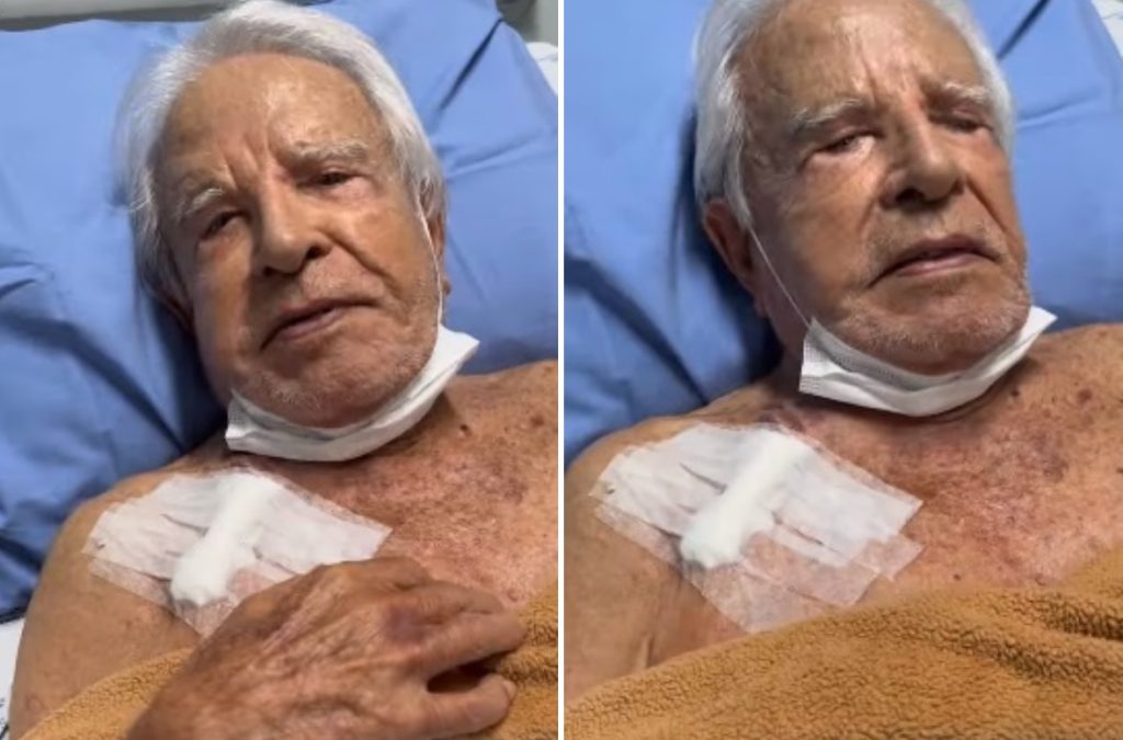 Cid Moreira retira cateter após hemodiálise: