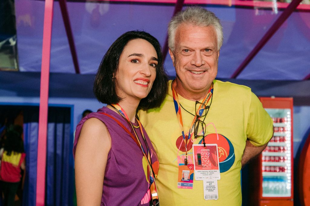 Maria Prata e Pedro Bial em camarote