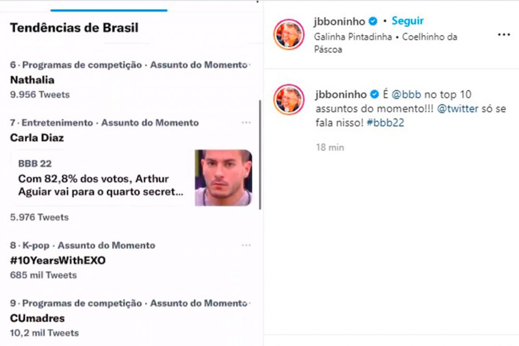 Boninho comemora sucesso de BBB após volta de Arthur Aguiar
