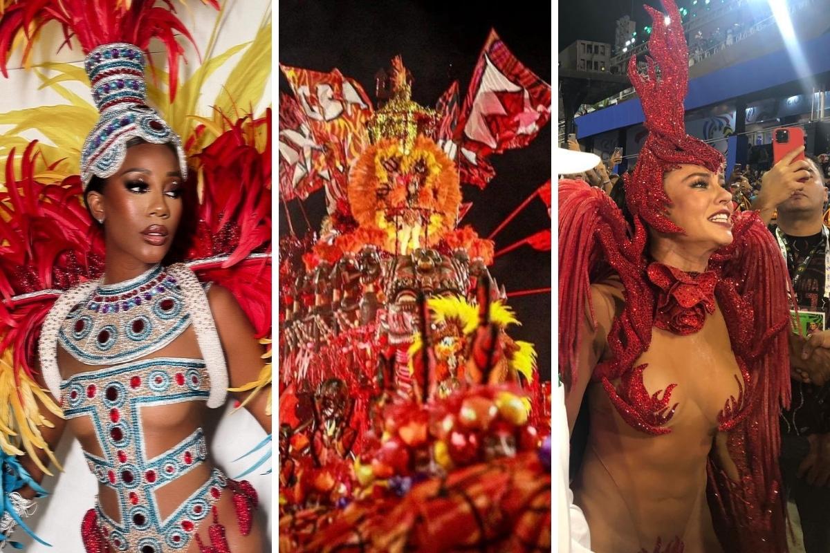 Paolla Oliveira e Camilla de Lucas desfilam com a Grande Rio, vencedora do Carnaval carioca de 2022