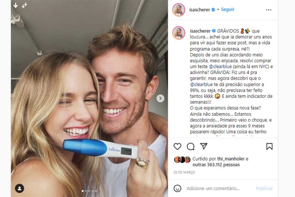 isabella scherer anunciando gravidez
