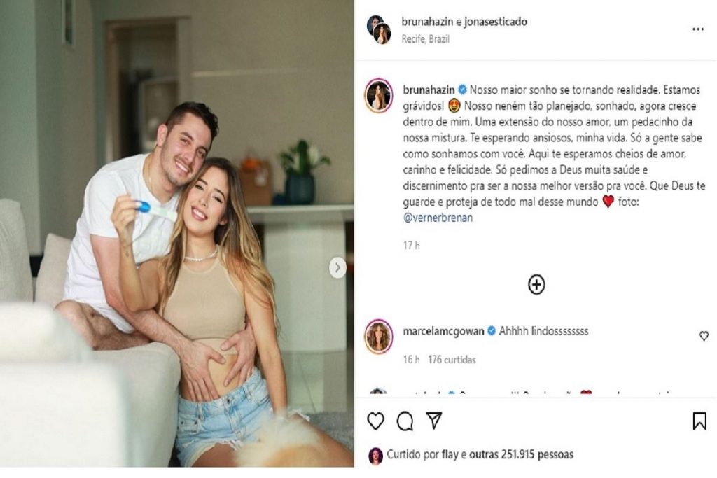 Jonas Esticado e Bruna Hazin anunciam gravidez