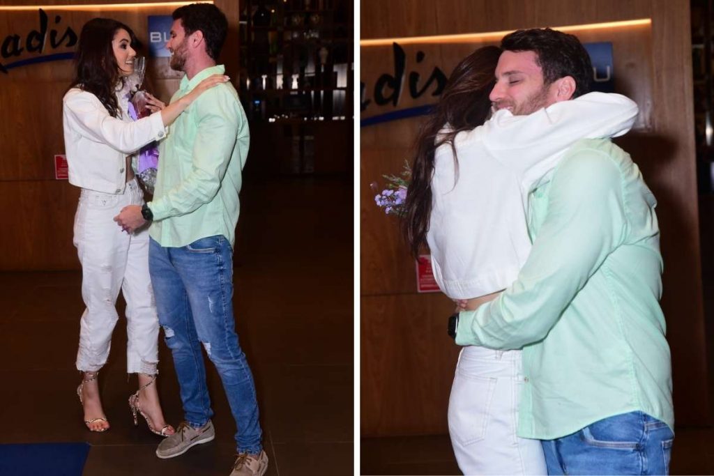 Lucas e Eslovênia se reencontram em São Paulo após o BBB22. Foto: Leo Franco/AgNews