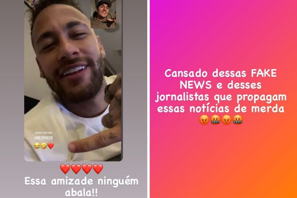 Neymar e Gabriel Medina em ligação por vídeo