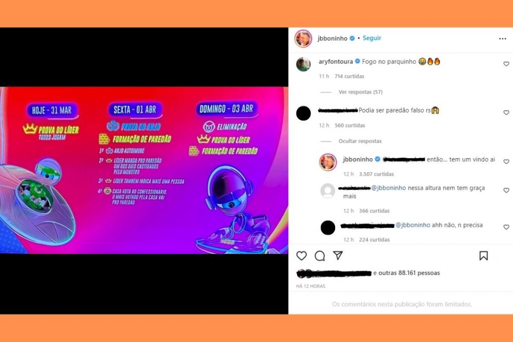 Boninho responde internauta em post do Instagram