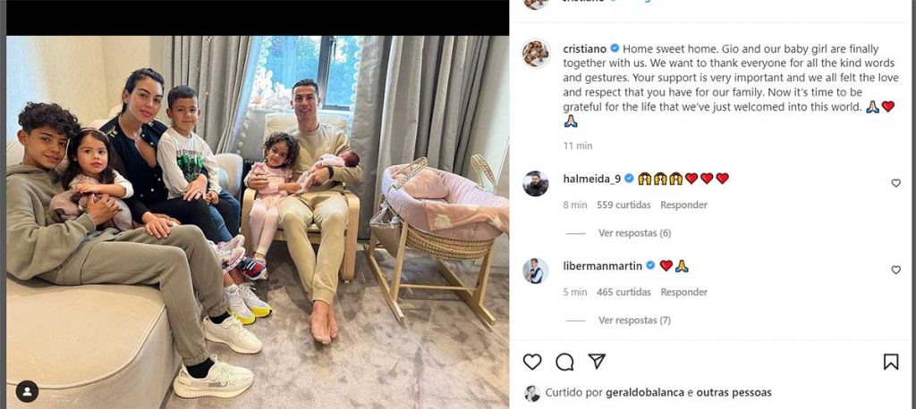 Cristiano Ronaldo com Georgina e toda a família reunida