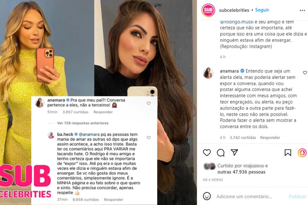 Print de post com treta entre Anamara e Bárbara Heck