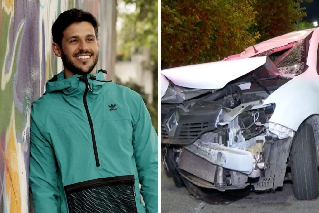 Rodrigo Mossi y el coche destrozado