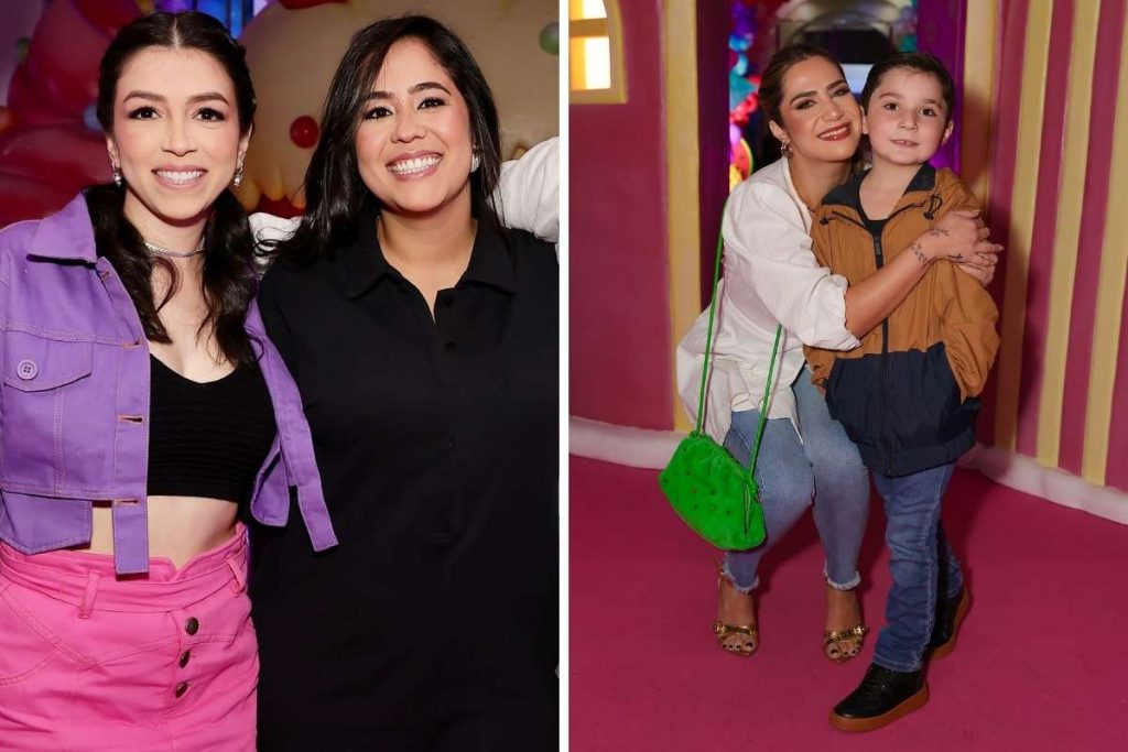 Monyque Isabella com a namorada e Jessica Beatriz Costa com o filho, Noah