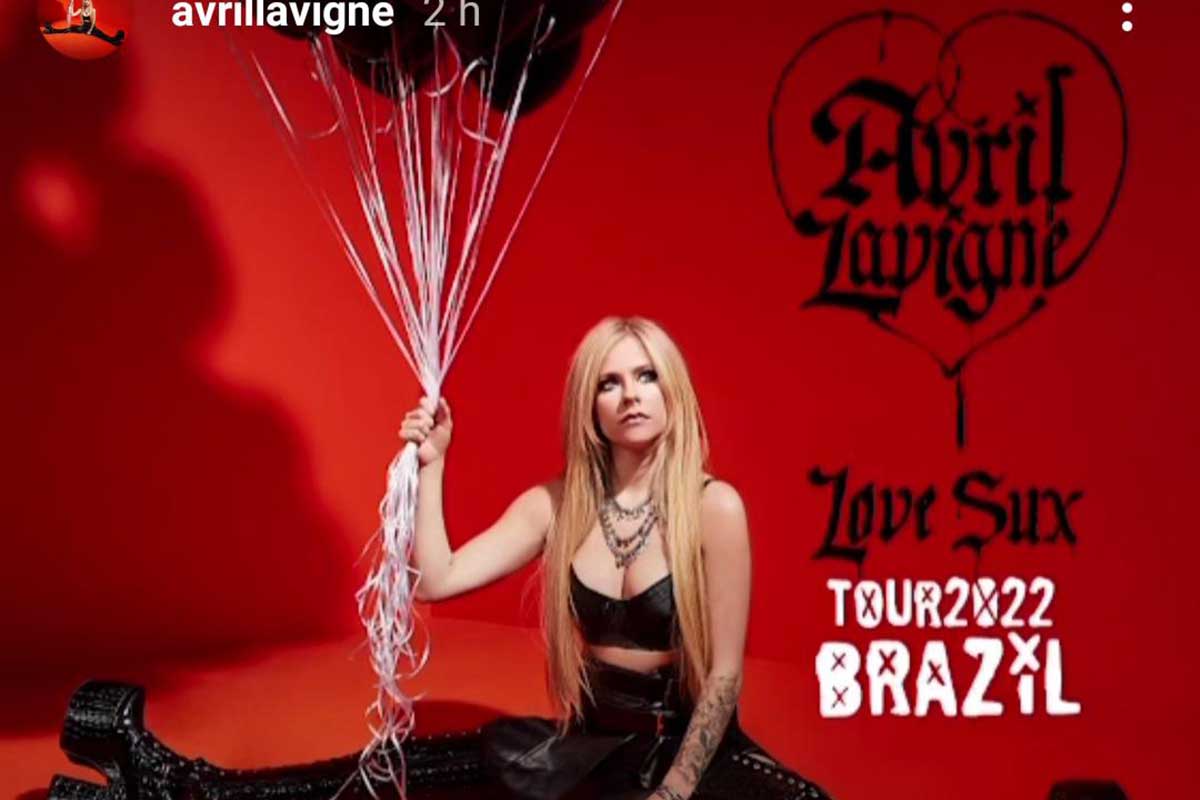 Avril Lavigne em cartaz, anunciando turnê no Brasil