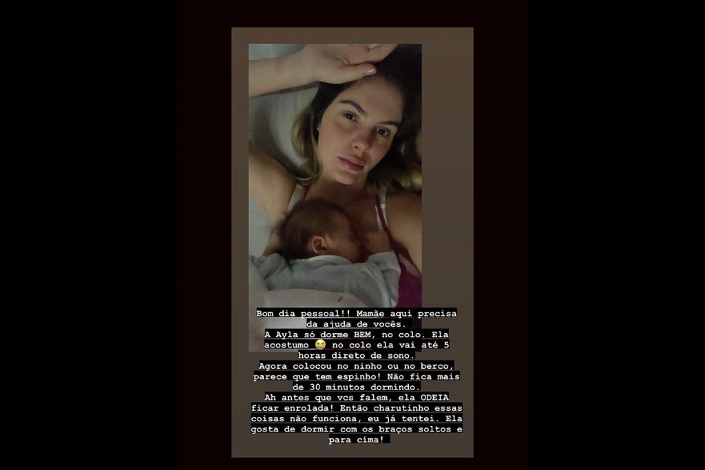 Bárbara Evans desabafou sobre o sono da filha Ayla, de um mês