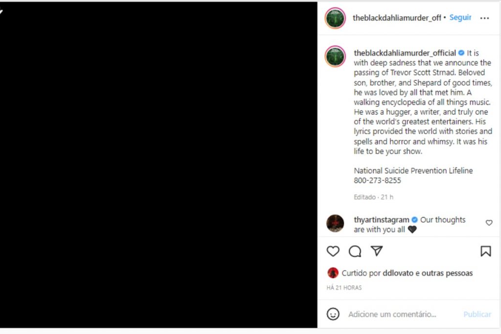 black dahlia murder revelando morte de trevor strnad