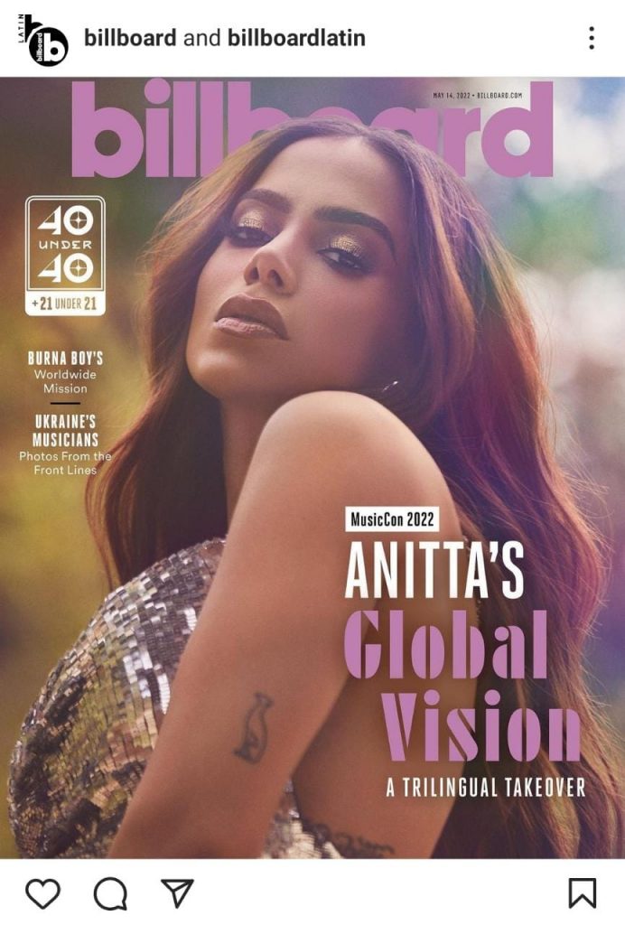 Anitta posando para capa da revista Billboard