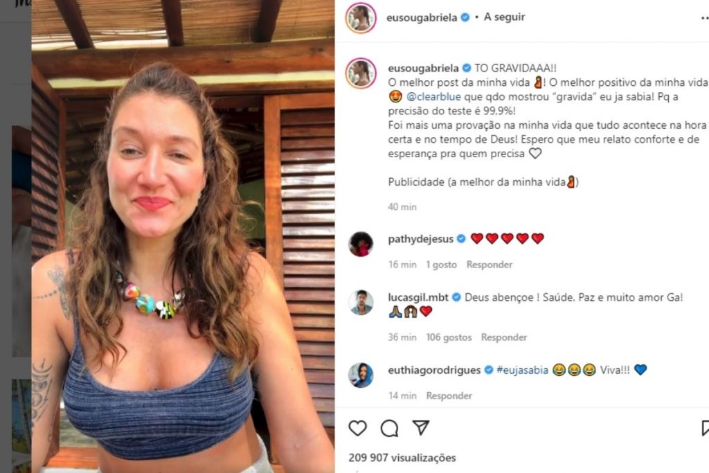 Gabriela Pugliesi anunciando gravidez