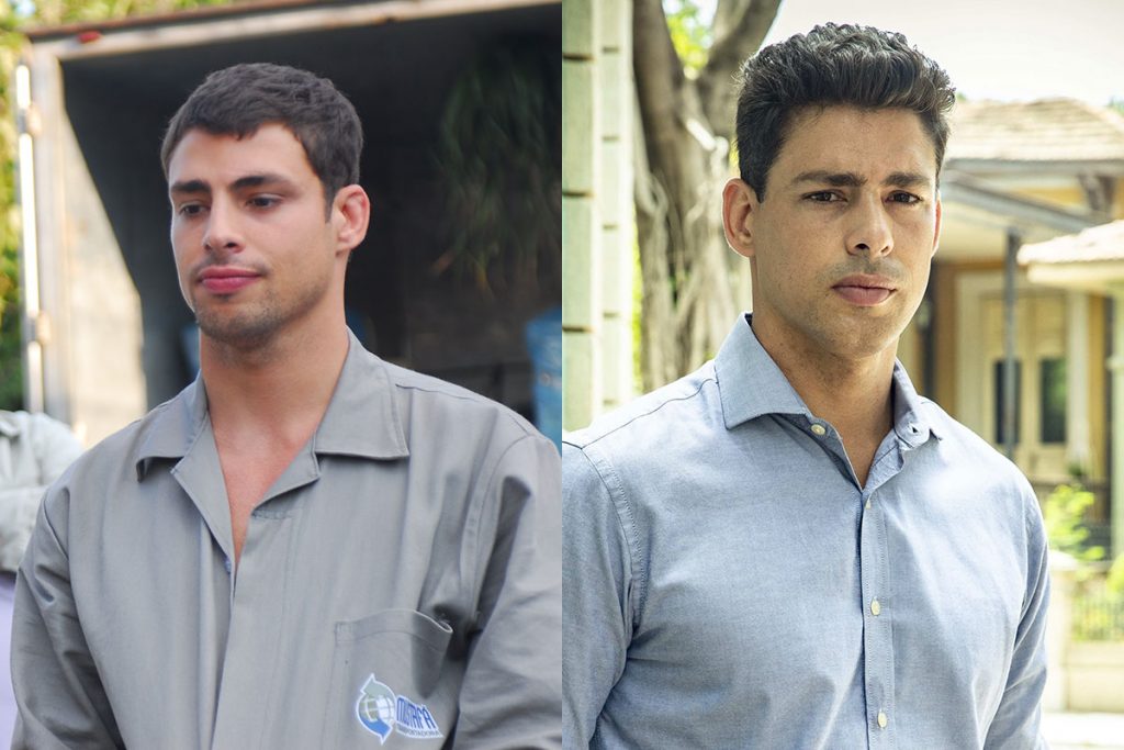 Cauã Reymond como o Halley de A Favorita e o Renato de Um Lugar Ao Sol