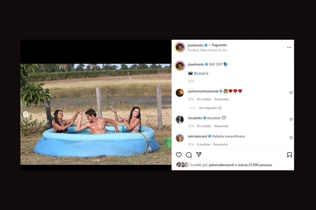 José Loreto curte dia de folga com Dira Paes e Paula Barbosa