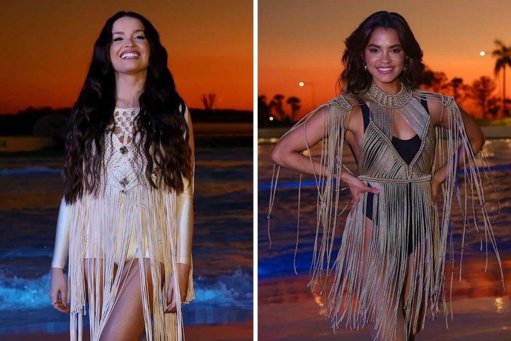 Juliette e Lucy Alves nos bastidores da gravação com Claudia Leitte