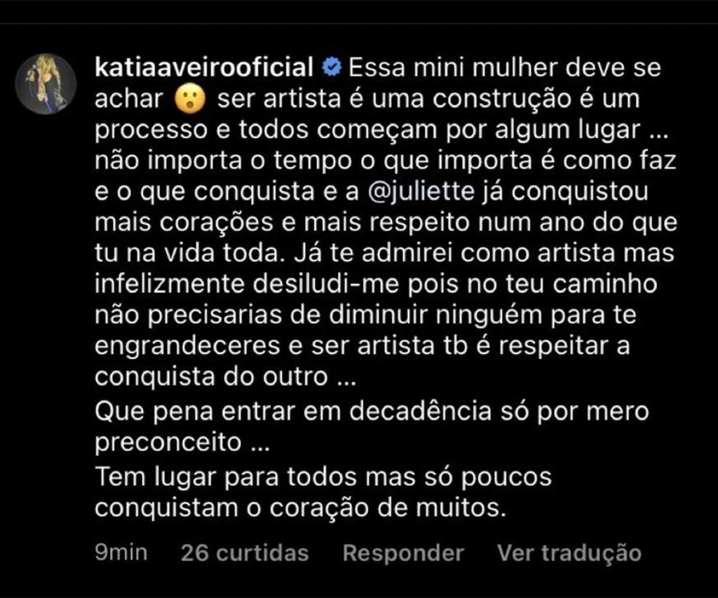 Post de Katia Aveiro, irmã de Cristiano Ronaldo, sobre Juliette