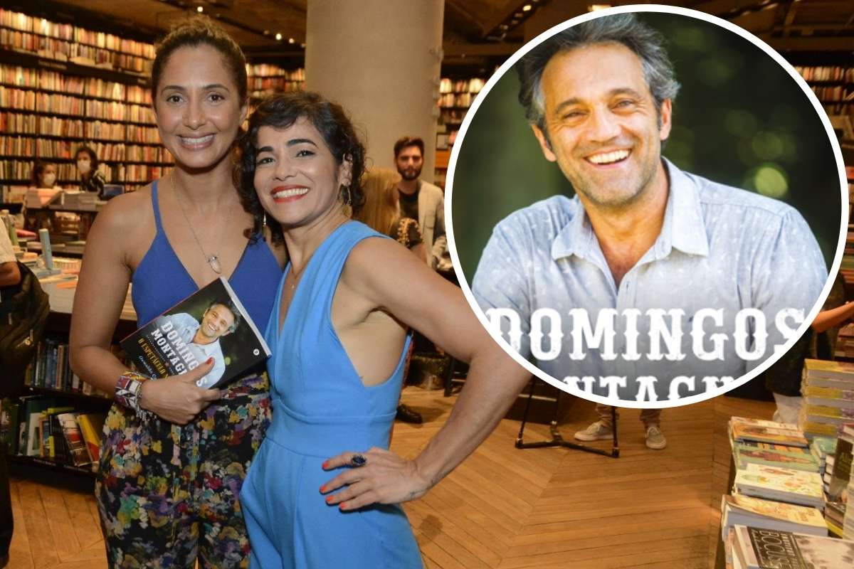 Camila Pitanga posa com Luciana Lima no lançamento da biografia de Domingos Montagner