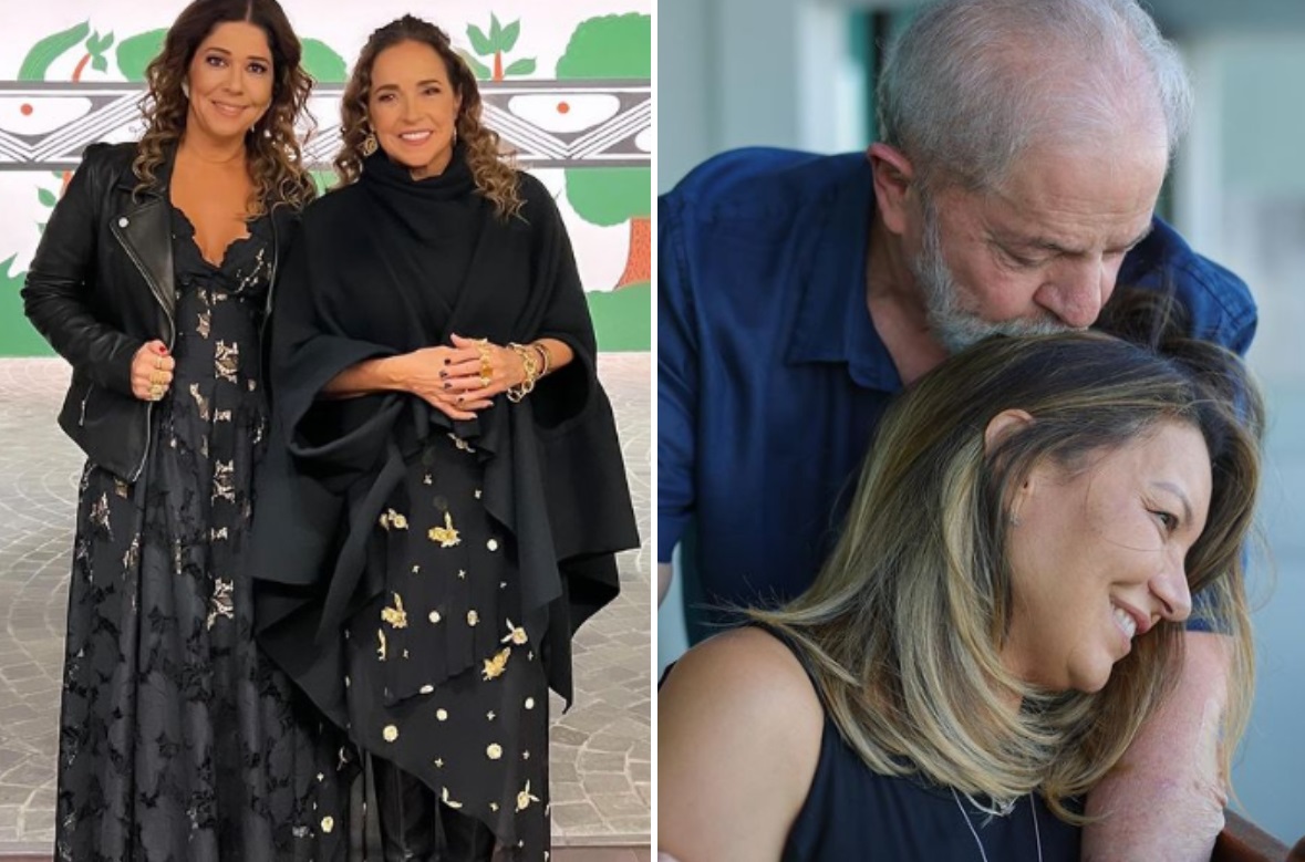 Daniela Mercury e Malu Verçosa chegam ao casamento de Lula.