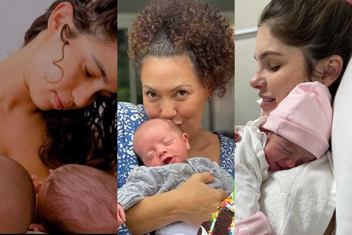 Nanda Costa, Fabiula Nascimento e Bárbara Evans com os filhos