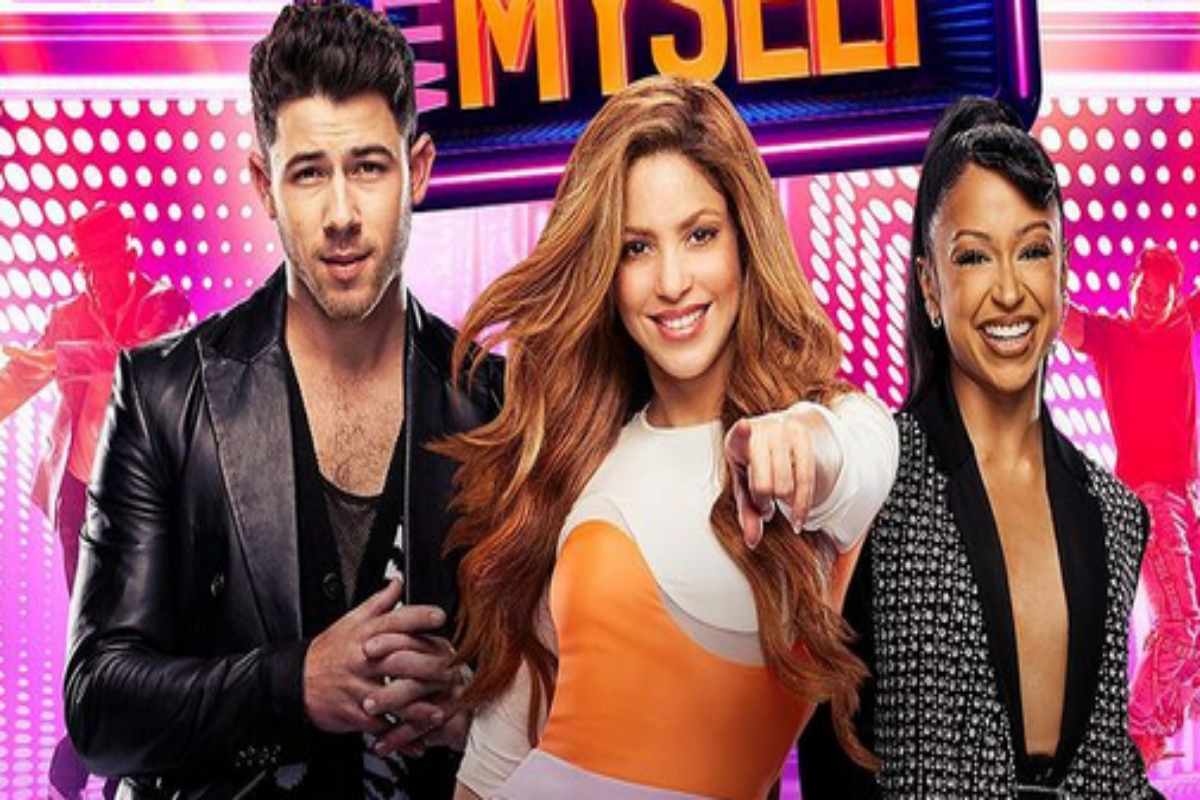 Nick Jonas, Shakira e Niza Koshi em poster do programa