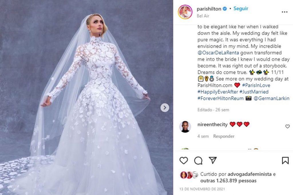 Paris Hilton usou um vestido lindíssimo em seu casamento